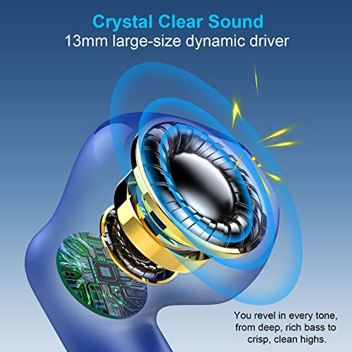 Wireless Earbuds, Bluetooth 5.4 Earbuds Stereo Bass, Bluetooth Headphones | in Ear Noise Cancelling Mic, Earphones IP7 Waterproof Sports, 32H Playtime USB C Charging Case Blue Ear Buds for Android iOS - color: dark blue