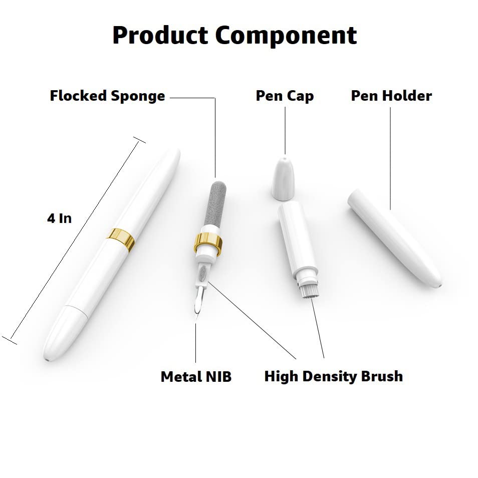 Dual-Brush Earbud Cleaning Pen | 4-in-1 Pro Kit for Precision & Durability, Tool Compatible with Airpods, Galaxy Buds, All Wireless Headsets -Gold - color: Gold