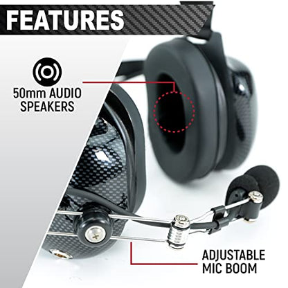 Rugged Radios H41-CF Headset & CC-MOT Coil Cord for Motorola Radios | 24dB NRR Headset Bundle for Motorola, HYT, Speedcom, Yaesu Radios with Clear Hear Speakers, PPT, and 3.5mm Jack