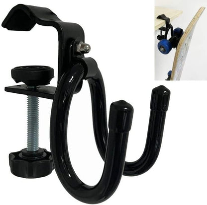 AUXPhome Desk Store Clamp-On Skateboard Holder - Skateboard Hooks Stand Clamp Hook Under Desk Space Save Mount for Headphone, Backpacks, Longboard, Mini Cruiser and More
