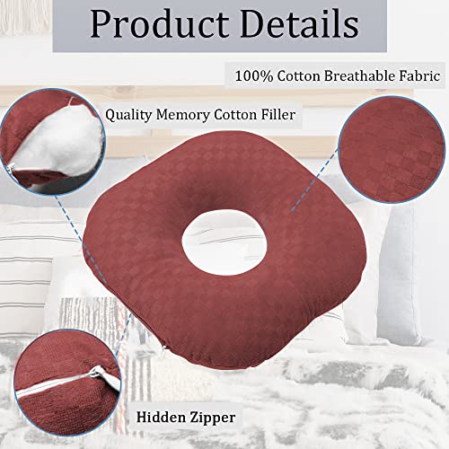 Ear Piercing Pillow with Hole for Cartilage Piercings, CNH Support - color: Dark Red