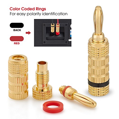 WGGE WG-3333 24k Gold Plated Speaker Banana Plugs-Closed Screw Type (5 Pairs (10 Plugs)) - size: 5 Pairs (10 PLUGS)