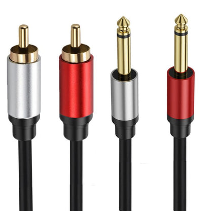 1ft/0.3m Dual 1/4" TS to Dual RCA Cable,Short 6.35mm Mono Jack to 2 RCA Male Patch Cord for Stacked Audio Gear,Pedalboard & Tight Spaces - size: 0.3m