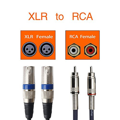 Dual RCA to XLR Male Cable, 2 XLR to 2 RCA/Phono Plug HiFi Stereo Audio Connection Microphone Cable Wire Cord Path Cable - 10 Feet / 3m - size: 10 FT