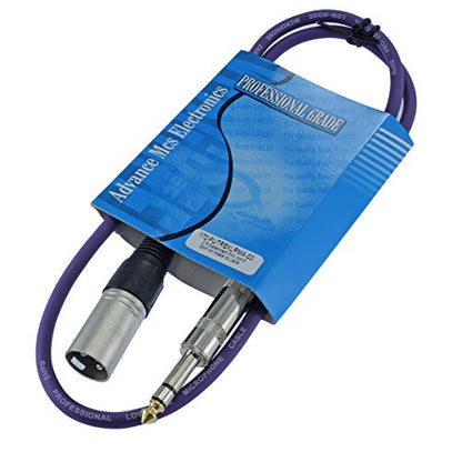 1/4" TRS to 3 Pin XLR Male Pro Audio Patch Cable Balanced and Shielded (3 Foot Feet ft long, Purple) - color: Purple, size: 3 ft long