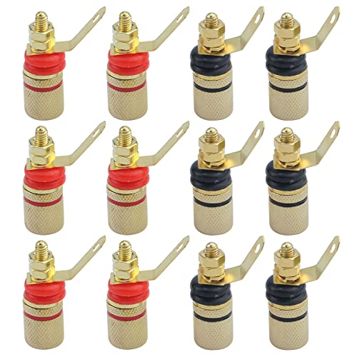 Antrader 12pcs Gold Plated 4mm Banana Plug Socket Connectors (6Black+6Red)