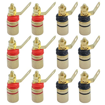 Antrader 12pcs Gold Plated 4mm Banana Plug Socket Connectors (6Black+6Red)