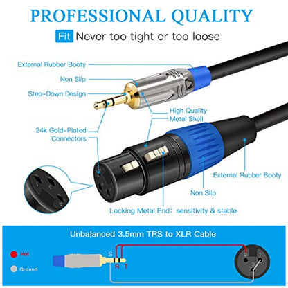 JOLGOO XLR Female to 3.5mm Cable, Unbalanced XLR Female to 1/8" Stereo Plug Microphone Cable, 3.5mm to XLR Cable for iPhone, iPod, Computer, Video Camera, and More, 3.3 Feet - size: 3.3 Feet, style: XLR Female to 3.5mm