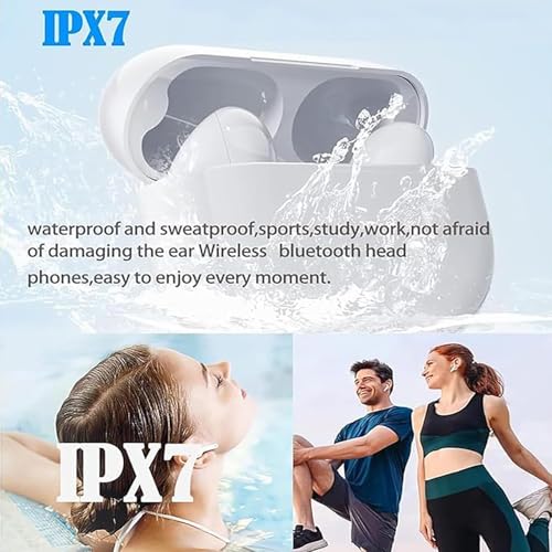 Bluetooth Headphones True Wireless Earbuds Active Noise Cancellation, IPX7 Waterproof in-Ear Ear Buds with Mic for TV Smart Phone Laptop Computer Sports