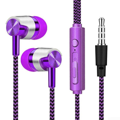 Wired In-Ear Headphones with Noise Cancelling, Ergonomic Earbuds for Sports, 3.5mm Jack Compatible with Phones and Devices, Blue Purple Silver(Purple) - color: Purple