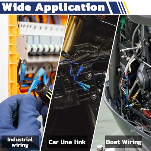 haisstronica 100PCS Heat Shrink Spade Connectors, 22-10 AWG, Male/Female | Quick Disconnect Wire Connectors for Automotive, Watercraft & Electronics, 3:1 Adhesive-Lined Crimp Terminals - size: AWG 22-10, style: Male&Female Kit 100PCS