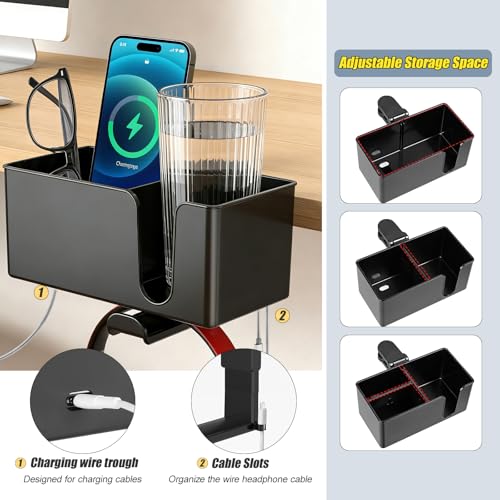 Desk Cup Holder Clamp, Clip On Drink Holder with Rotating Headphone Hanger | 4 in 1 Anti-Spill Desktop Organizer Pen Holder for Mug, Pen, Phone, Gaming Office Desk Accessories - color: Detachable Desk Cup Holder