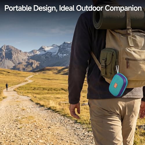FunHub Waterproof Bluetooth Shower Speaker, Small & Light with Anti-Slip Sides, 3 Play Modes, FM Radio, Bluetooth 5.3 Immersive Stereo Sound (TWS), for Bathroom, Pool, Beach & Outdoor Party – Purple - color: Purple