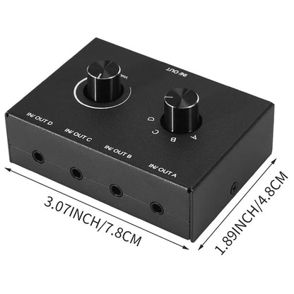 4 Port Audio Switch, 3.5mm Audio Switcher, Stereo AUX Audio Selector, 4 Input 1Output/1Input 4 Output Audio Switcher Box