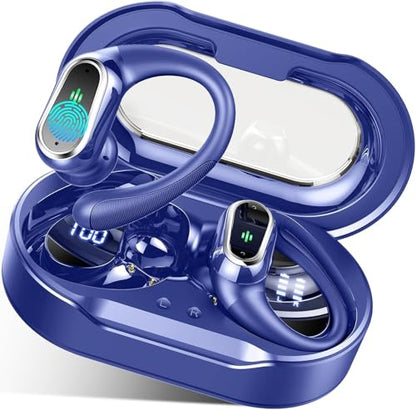Wireless Earbuds, 2026 New Bluetooth 5.4 Headphones Sport, 60H+ HiFi Stereo | Deep Bass Over-Ear buds, ENC Noise Cancelling Mic, IP7 Waterproof & LED Display Earphones, Earhooks, for Workout, Running - color: comb navy blue