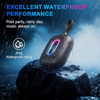 COOPERS Portable Bluetooh Speaker with Lights, Powerful Crystal Clear Sound Bluetooth Speaker, IPX5 Waterproof Wireless Speakers, BT5.3 & TF-Card Input, TWS Paring, 3-4H Playtime Portable Speakers