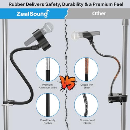 ZealSound Gooseneck Microphone Stand with Clamp, Flexible 13'' Boom Arm Mic Mount for Desk & Pipes, Compatible with Blue Yeti, Snowball, Razer, Pyle, Podcasting & Streaming - size: 13 inch