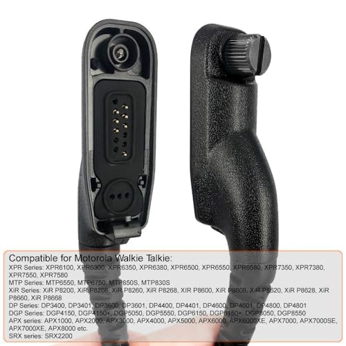 2 Wire Acoustic Tube Earpiece Mic Compatible for Motorola Walkie Talkie | Compatible with Motorola APX 8000 earpiece APX 6000 XPR 7550e XPR 6550 XPR 7000 XPR 7550 XIRP8268 walkie Talkie earpiece