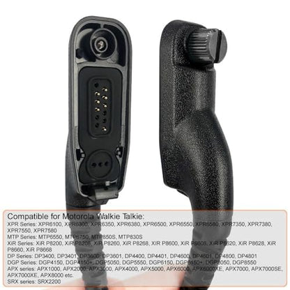 2 Wire Acoustic Tube Earpiece Mic Compatible for Motorola Walkie Talkie | Compatible with Motorola APX 8000 earpiece APX 6000 XPR 7550e XPR 6550 XPR 7000 XPR 7550 XIRP8268 walkie Talkie earpiece