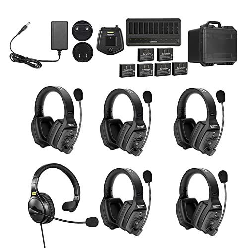 Saramonic WiTalk-WT6D | 6-Person Full-Duplex 1.9GHz Wireless Dual-Ear Headset Intercom System with Hub & Custom Hard Case - size: 6-Person Dual-Ear System