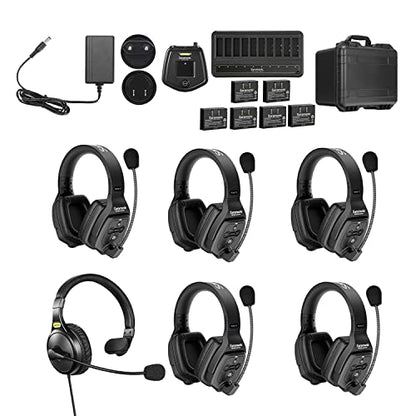 Saramonic WiTalk-WT6D | 6-Person Full-Duplex 1.9GHz Wireless Dual-Ear Headset Intercom System with Hub & Custom Hard Case - size: 6-Person Dual-Ear System