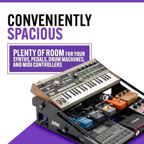 On-Stage SR5 Synth Rack (Desktop Keyboard Stand, Pedalboard, and Mini Rack, Three Tiers, Holds Mini Synths, Stompbox Effects, Drum Machines, Small Mixers, 2U of Rack Gear, Steel, Black, with Bag) | Three Tiers. Holds Mini Synths, Stompbox Effects, Drum Ma