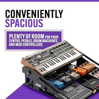 On-Stage SR5 Synth Rack (Desktop Keyboard Stand, Pedalboard, and Mini Rack, Three Tiers, Holds Mini Synths, Stompbox Effects, Drum Machines, Small Mixers, 2U of Rack Gear, Steel, Black, with Bag) | Three Tiers. Holds Mini Synths, Stompbox Effects, Drum Ma