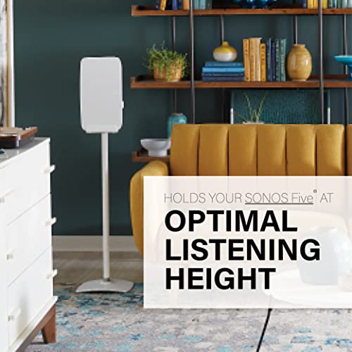 Sanus Wireless Speaker Stand for Sonos Five and Sonos Play:5 - Audio Enhancing Design for Vertical & Horizontal Audio with Built-in Cable Management & Premium Alloy Materials - OSS52 (White) - color: White