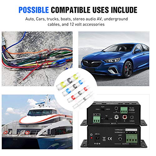 Nilight - 50025R 50pcs Solder Seal Wire Connector, Solder Seal Heat Shrink Butt Connectors,Electrical Waterproof Insulated Marine Automotive Copper(23Red 12Blue 10White 5Yellow),2 Years Warranty - color: Yellow, Blue, Red, White.