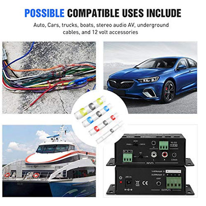 Nilight - 50025R 50pcs Solder Seal Wire Connector, Solder Seal Heat Shrink Butt Connectors,Electrical Waterproof Insulated Marine Automotive Copper(23Red 12Blue 10White 5Yellow),2 Years Warranty - color: Yellow, Blue, Red, White.