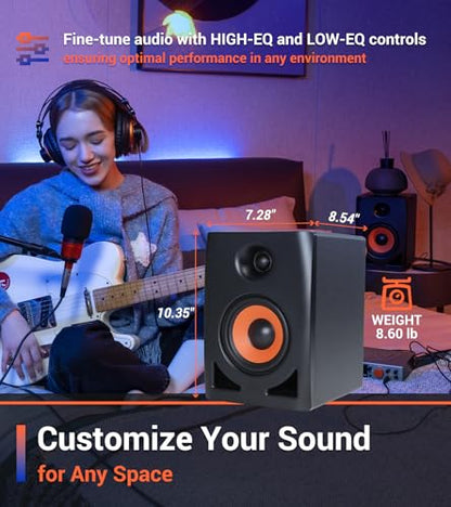 ESI nEar i5 5" Studio Reference Monitor, 2-Way Active Powered Speaker, Ideal for Near-Field Music Production, Studio Monitoring and Desktop Computers, Studio-Quality Sound, Sold Individually (Single) - size: nEar i5 (Single 5" Speaker)