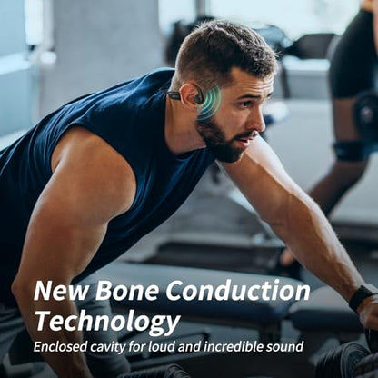 CXK Bone Conduction Headphones, Open Ear Headphones Bluetooth 6.0 with Mic | Balanced Audio, 10H Playtime, IPX6 Waterproof, Secure Fit Bone Conduction Earbuds for Workouts - color: Black