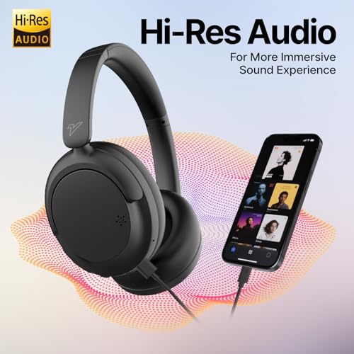 VOKALEN Hyper GO Wireless Over-Ear Noise Cancelling Headphones with Mic, Long Playtime, Bluetooth Headphones, Hi-res Audio,3D Sound Profile, Ultra-Lightweight for Travel, Work, Study (Black) - color: Black