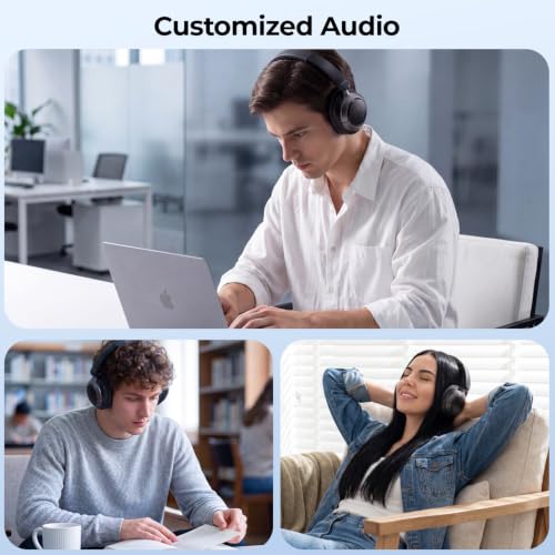 havit Hybrid ANC Wireless Headphones, Over Ear Bluetooth Headphones with Hi-Res Audio, Spatial Sound, 80H Battery, 5-Mic ENC Calls, Metal-Accent Foldable Design