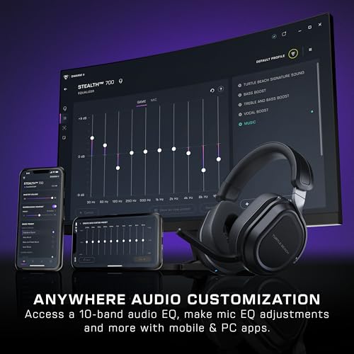 Turtle Beach Stealth 700 Wireless Multiplatform Gaming Headset for PC & PS5 | PlayStation, PS4, Mobile, Bluetooth, 24-Bit Audio, 60mm Dual Drivers, 80-Hr Battery, Noise-Cancelling Flip-to-Mute Mic, Black