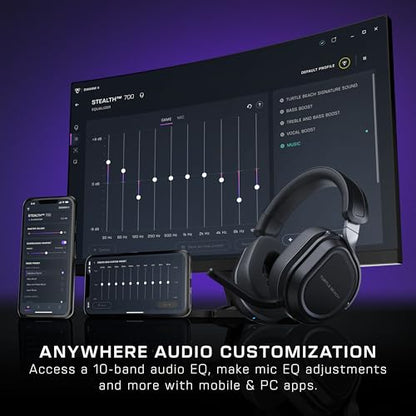 Turtle Beach Stealth 700 Wireless Multiplatform Amplified Gaming Headset for PC, PS5, PS4, & Mobile – 24-bit Audio, 60mm Speakers, High-Bandwidth Microphone, Bluetooth, 80-Hr Battery – Black (Renewed) - style: Stealth 700
