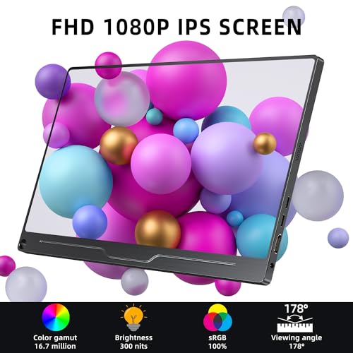 UPERFECT Portable Monitor, 15.6" IPS 1920X1080 FHD Eye Care Travel Screen | USB C, HDMI, Dual Speaker, VESA, Gaming Monitor, External Monitor for Laptop PC Phone w/Case - size: 15.6