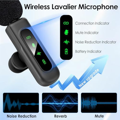 HEHOTTC USB C Mini Wireless Lavalier Microphone for iPhone/Android,Lapel Mic with Magnetic Clip-on for Record Video，Lav Mic with LED Display Podcast Vlog Content Creator Interview