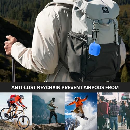 for AirPods Pro/Pro 2 Case Cover with Kit, Soft Silicone Protective Case with Keychain, Deep Blue - color: Deep Blue