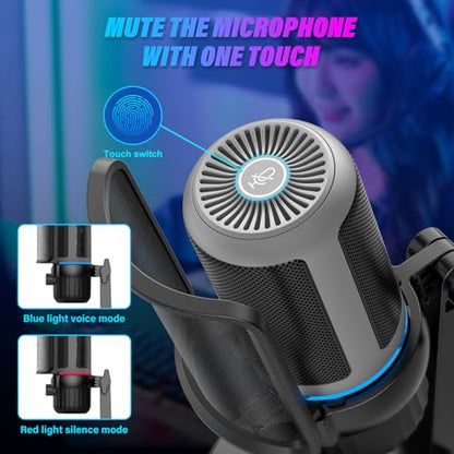 USB Microphone for PC, Computer Microphone for Gaming and Podcast, Gaming Mic with Noise Cancellation(JV908)