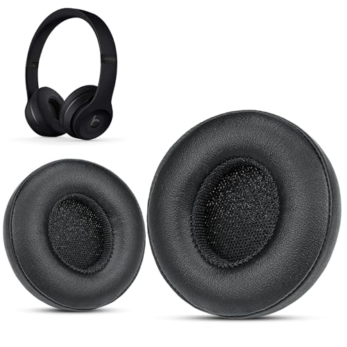 Krone Kalpasmos Beats Solo 3 earpad Replacement for Solo 2 & Solo 3 | Soft Memory Foam Beats Solo 3 Replacement Ear Pads with Protein Leather, Durable Beat Headphone Cover for Solo 2/3 Headphones - color: Black