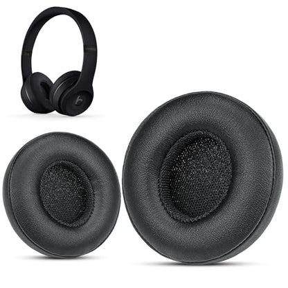 Krone Kalpasmos Beats Solo 3 earpad Replacement for Solo 2 & Solo 3 | Soft Memory Foam Beats Solo 3 Replacement Ear Pads with Protein Leather, Durable Beat Headphone Cover for Solo 2/3 Headphones - color: Black
