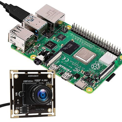 ELP H.264 1080P USB Camera Module with Microphone 3.6mm Wide Angle Webcam | FHD PC Camera for Computer & Laptop, UVC USB2.0 Lightburn Camera for Laser, Home Security, Embedded Machine Vision, Robotics - size: 3.6mm lens