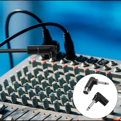 Right Angle Adapter Male to TS 1/4", 2 Pack Adjustable XLR 90 Degree Adapter Plug, 3-Pin XLR Male to 1/4" / 6.35 mm Female and Play Compatible with Mixers Microphones Amplifiers