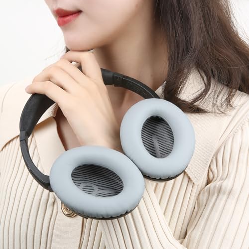 Replacement Ear Cushions for Bose QuietComfort 35 QC35 QC35ii QC45 QC25 QC15, Headphones Earpads with Protein Leather& Memory Foam (Grey) - color: QC35 Grey