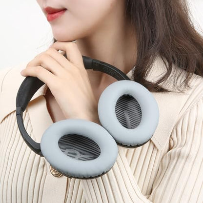 Replacement Ear Cushions for Bose QuietComfort 35 QC35 QC35ii QC45 QC25 QC15, Headphones Earpads with Protein Leather& Memory Foam (Grey) - color: QC35 Grey
