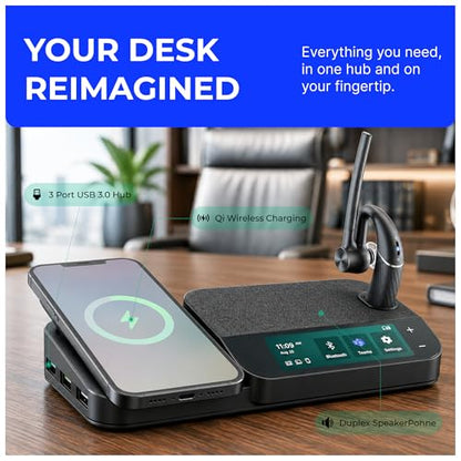 YealinkBH71 Workstation Pro Teams Certified Speaker and On Ear Bluetooth Headset BH71, Dongle, Charging Case, for Video/Mobile Phone Calls, Compatible with Zoom, UC Meet, Gold Support Plan, 1208654