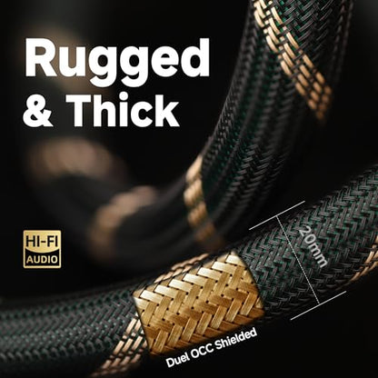 TODN 9.8ft 99.9999% OCC Speaker Cable with Banana Plugs and Spade Plugs | Aluminum Foil Shielding, 24K Gold-Plated Plugs, Pure Copper Shells, Nylon Braided, for Speakers Home Theater Amplifier Stereo - color: Speaker Cable Max, size: 3m