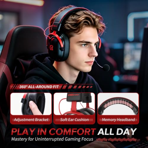 Wireless Gaming Headset with Charging Station for PC,PS4,PS5,Xbox