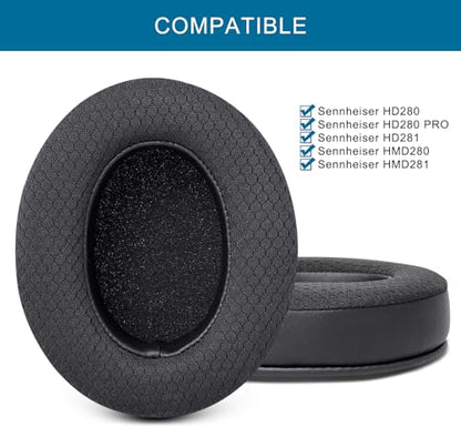Replacement Ear Pads for Sennheiser HD280/HD280-13/HD280-Pro/HD281 - Black | Also for HMD280 / HMD280 Pro / HMD280-13 / HMD281 / HMD281 Pro Headphones, Earpads Cushions with Upgrade Memory Foam